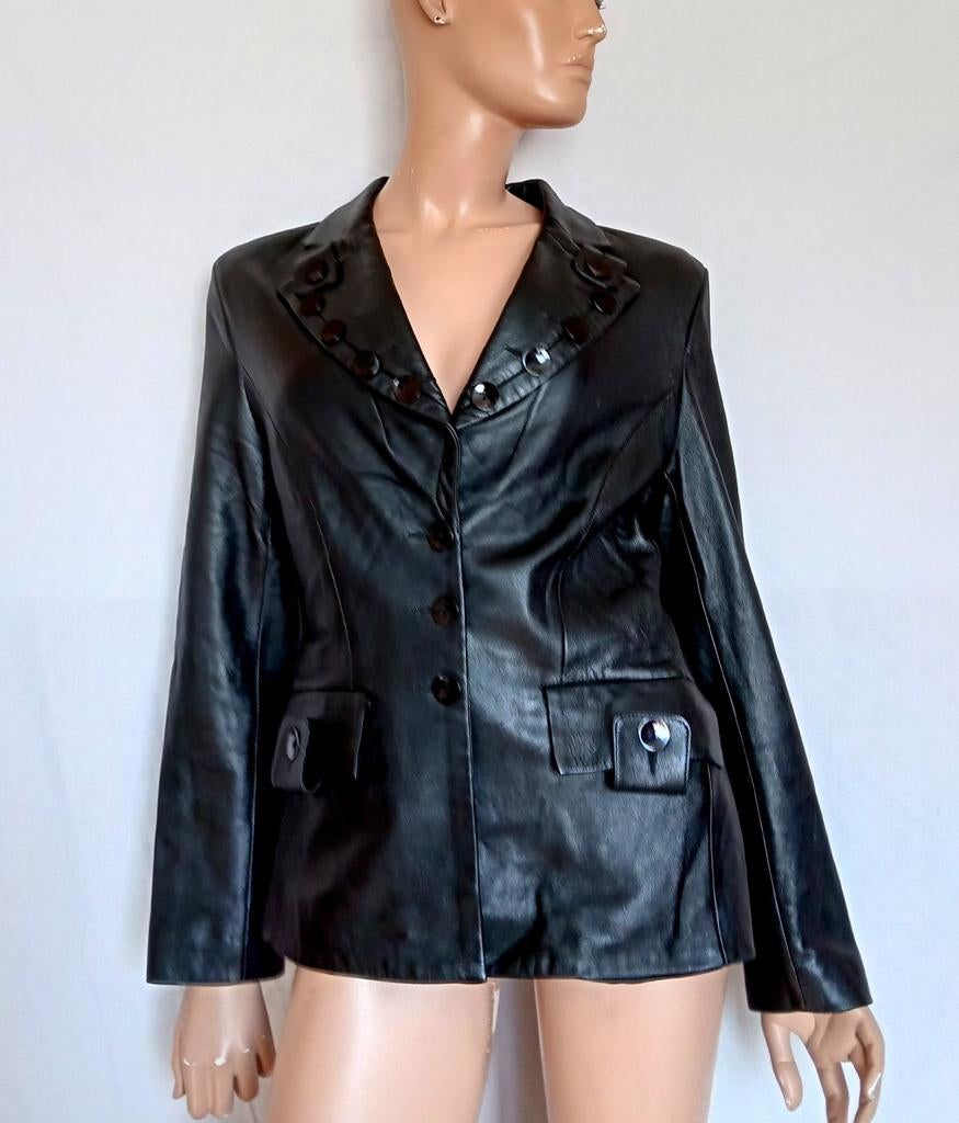 RENZO Leren Jasje , Maat 40, Verzenden, Zo goed als nieuw, Maat 38/40 (M), Zwart