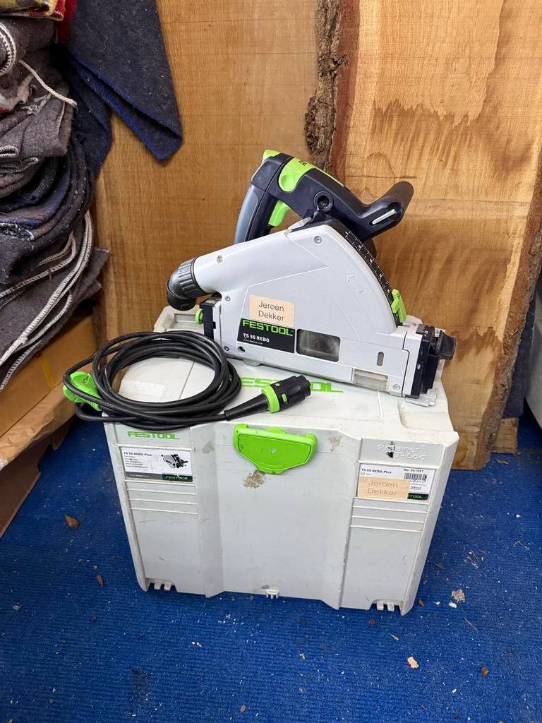 Festool TS 55 REBQ invalzaag met geleider, Gebruikt, Invalzaag, Ophalen of Verzenden, 30 tot 70 mm