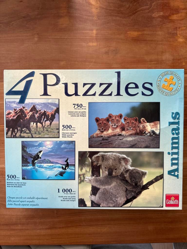 4 Dieren Puzzels van Goliath, Ophalen of Verzenden, Meer dan 1500 stukjes, Zo goed als nieuw, Legpuzzel