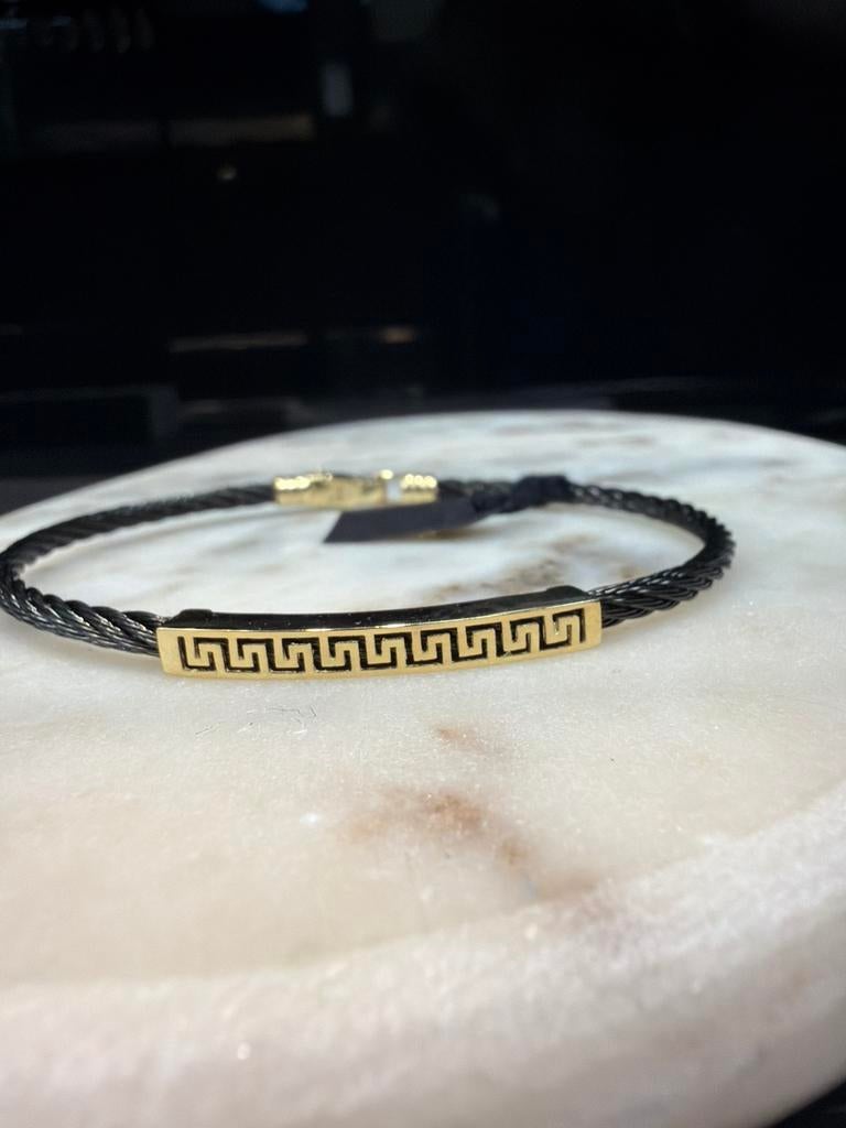 14k armband met leer, Ophalen of Verzenden, Nieuw, Goud, Dame