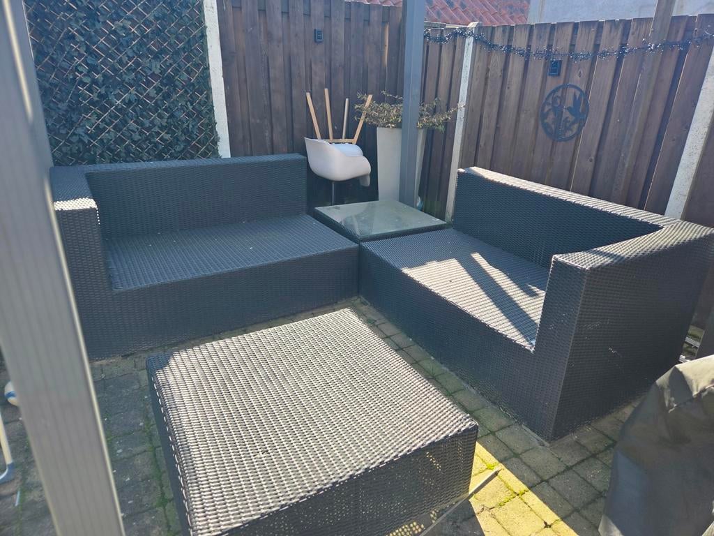 Wicker loungeset, Tuin en Terras, Tuinsets en Loungesets, Ophalen of Verzenden, Gebruikt, Wicker, Bijzettafel