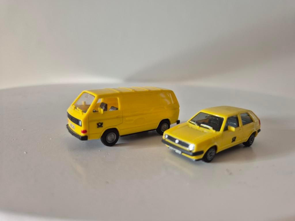 Set van 2 Herpa H0 Deutsche Bundespost: VW T3 & Golf II, Ophalen of Verzenden, Nieuw, Auto, Herpa