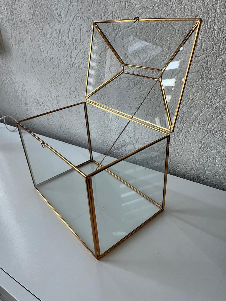 Glazen kistje met gouden rand, Ophalen of Verzenden, Gebruikt, Glas, Minder dan 50 cm