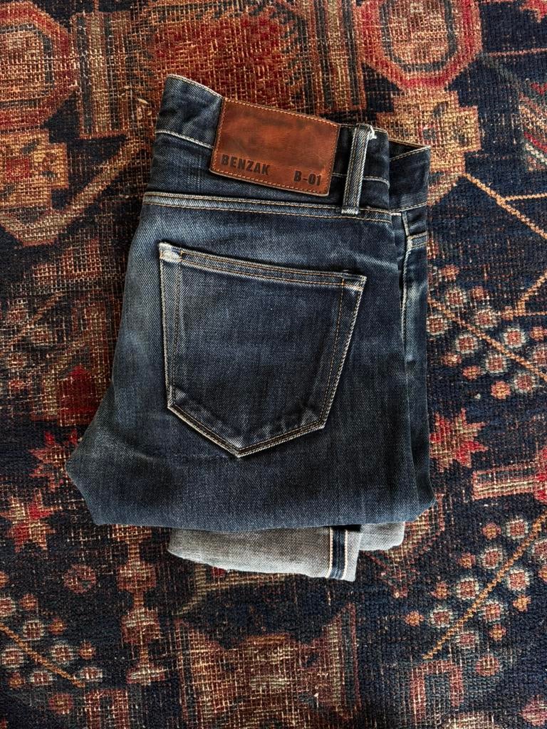 BENZAK B-01 Selvedge, Ophalen of Verzenden, Gedragen, Blauw, Overige jeansmaten