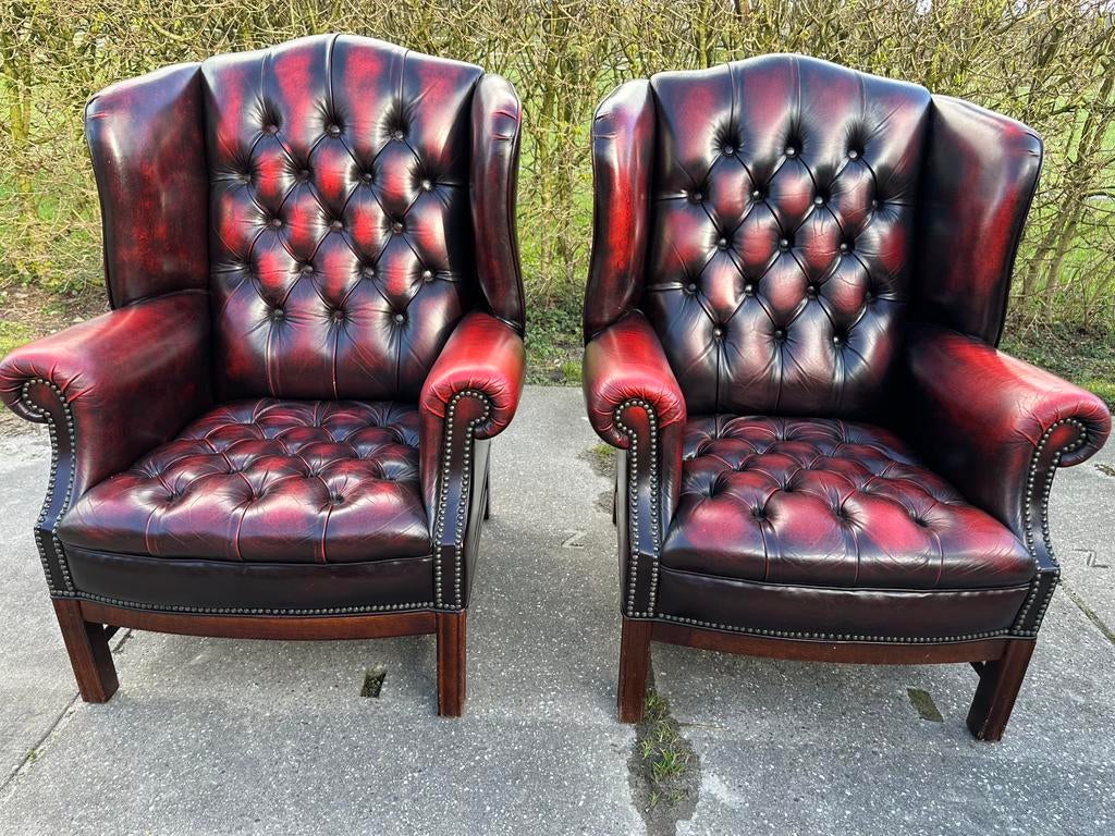 Set exclusieve Chesterfield Buttonseat wingchairs. Izgs, Huis en Inrichting, Fauteuils, Ophalen, Gebruikt, ., Chesterfield