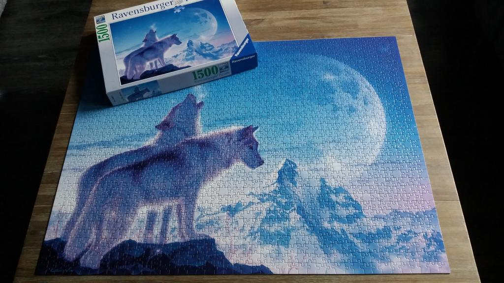 Ravensburger puzzel  1500 stukjes   huilende wolven, Ophalen, 500 t/m 1500 stukjes, Zo goed als nieuw