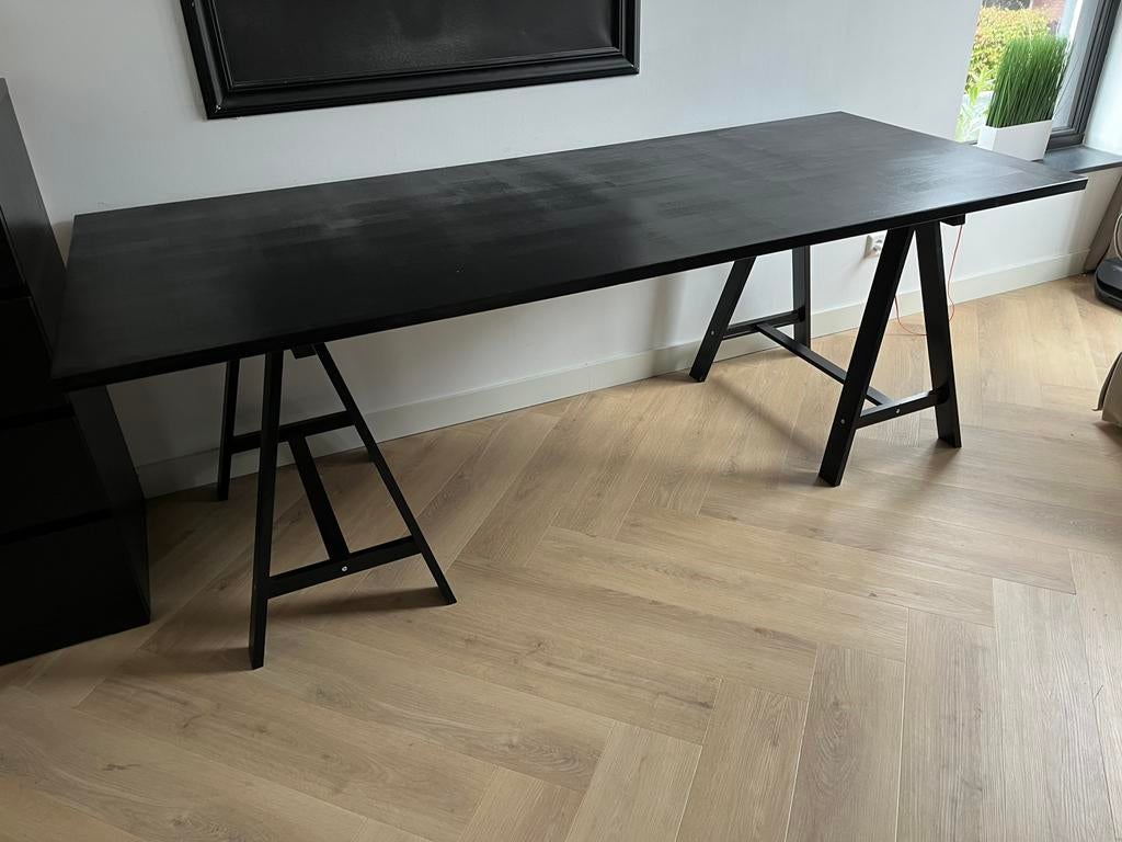 Zwart tafelblad / bureau 200x80 cm, Huis en Inrichting, Tafels | Eettafels, Ophalen, 50 tot 100 cm, 150 tot 200 cm, Zo goed als nieuw