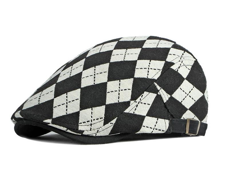 Zwarte witte geruite platte denim pet (flat cap baret), Kleding | Heren, Hoeden en Petten, Nieuw, Pet, Verzenden