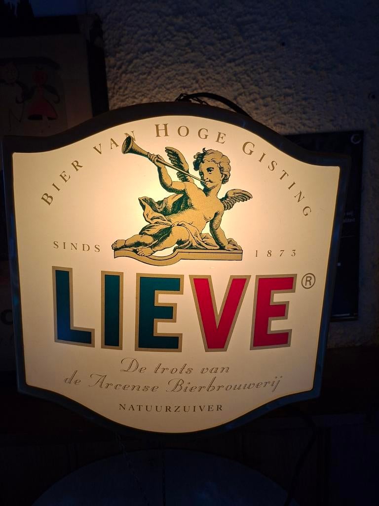 Lieve Bier Verlichting - Dubbelzijdig Lichtbak Arcen, Ophalen of Verzenden, Zo goed als nieuw, Lichtbak of (neon) lamp
