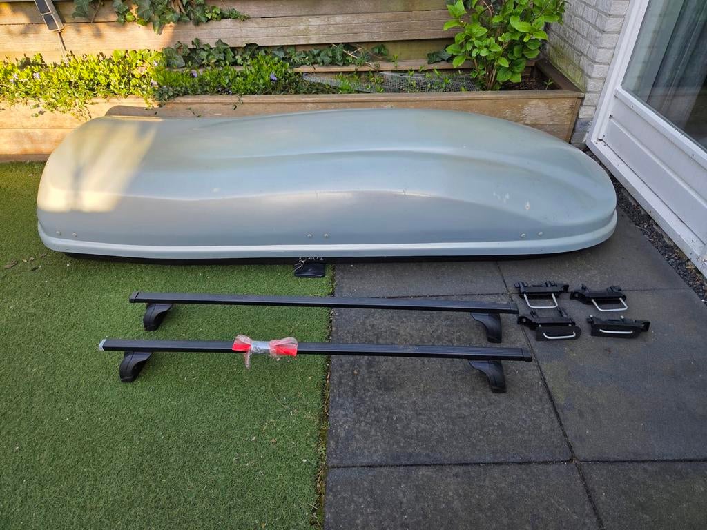 Dakkoffer 220x70 cm met dakdragers - Gebruikt, Auto diversen, Ophalen, Gebruikt