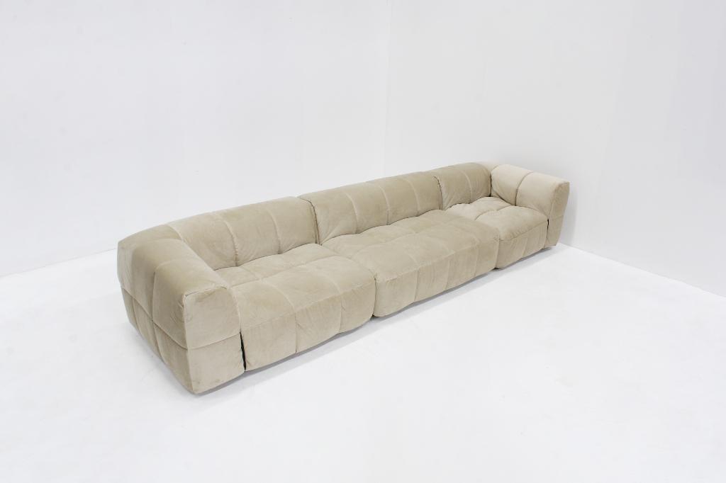 Vintage modulaire Arflex Strips sofa velours Cini Boeri, Huis en Inrichting, Banken | Bankstellen, 100 tot 125 cm, Design, 300 cm of meer