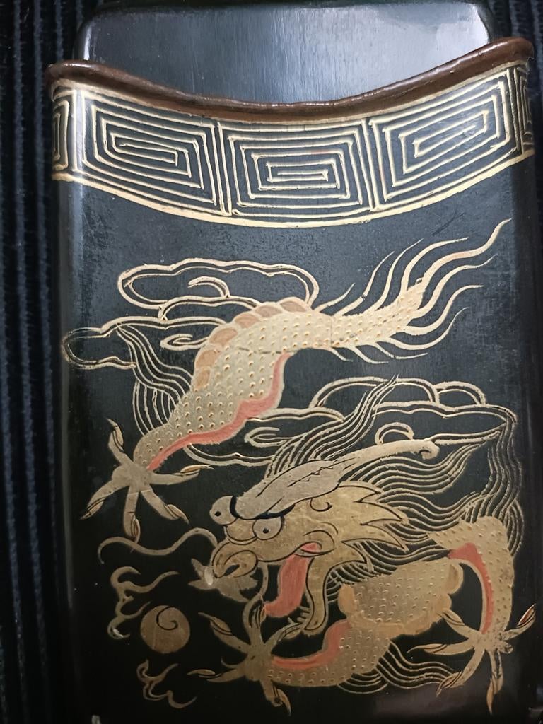 Antiek Chinees visitekaart doosje lakwerk, Ophalen of Verzenden