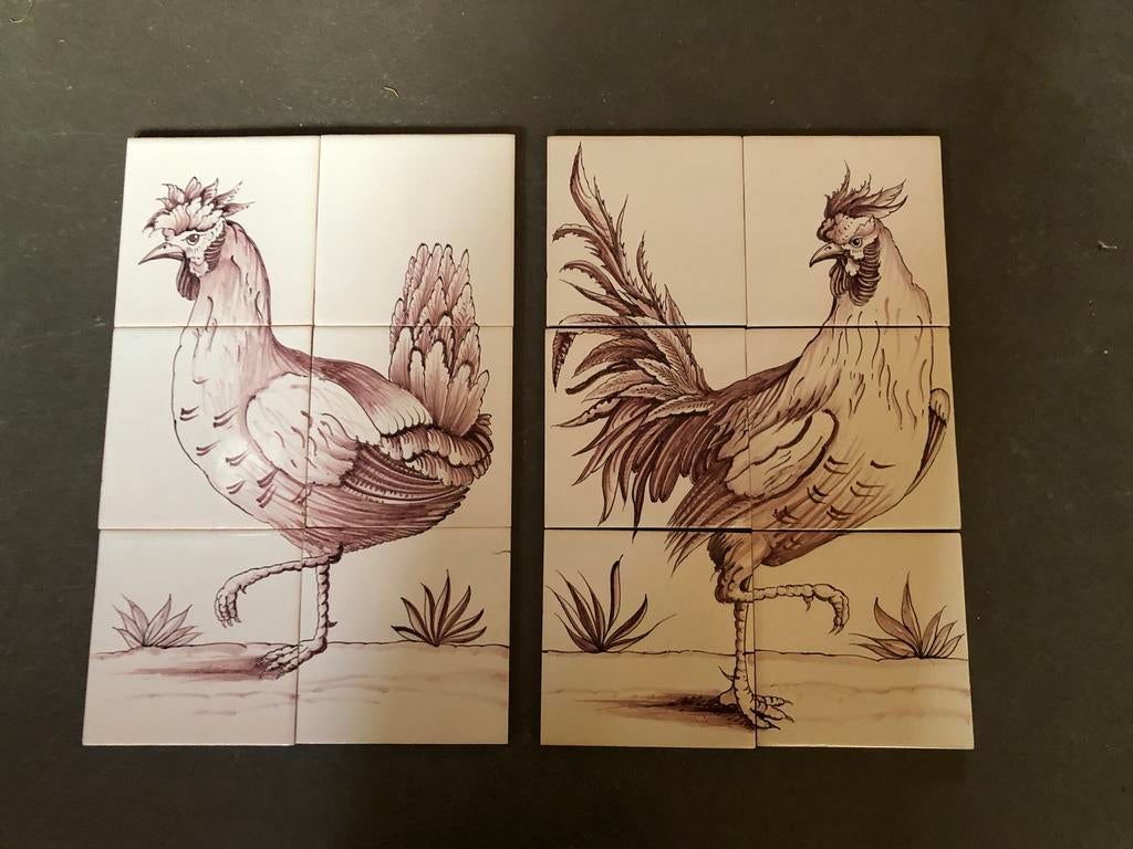 Tegeltableau haan en kip, Ophalen of Verzenden