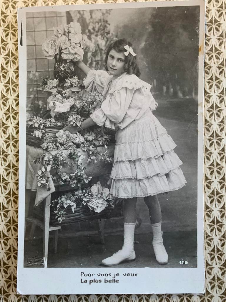 13-3-1908 Meisje in witte jurk (XX), Ophalen of Verzenden, Voor 1920, Gelopen, Kinderen