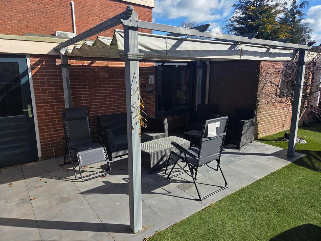 Aluminium pergola met doek 250 X 350, Tuin en Terras, Overkappingen, Ophalen, Gebruikt