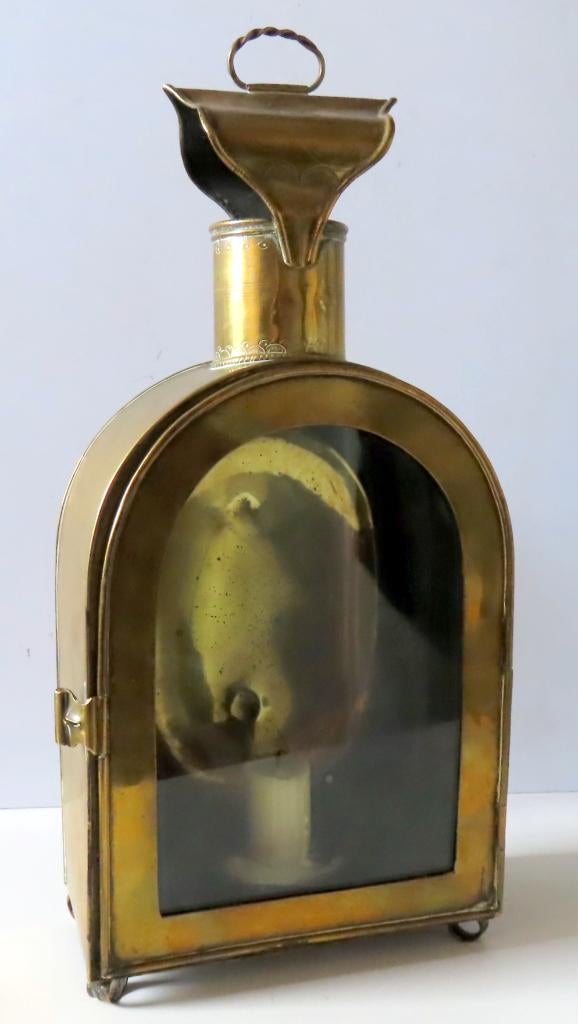 Antieke kasteel nacht/looplamp uit 1755,van adel,koper ,incl, Antiek en Kunst, Antiek | Woonaccessoires, Verzenden