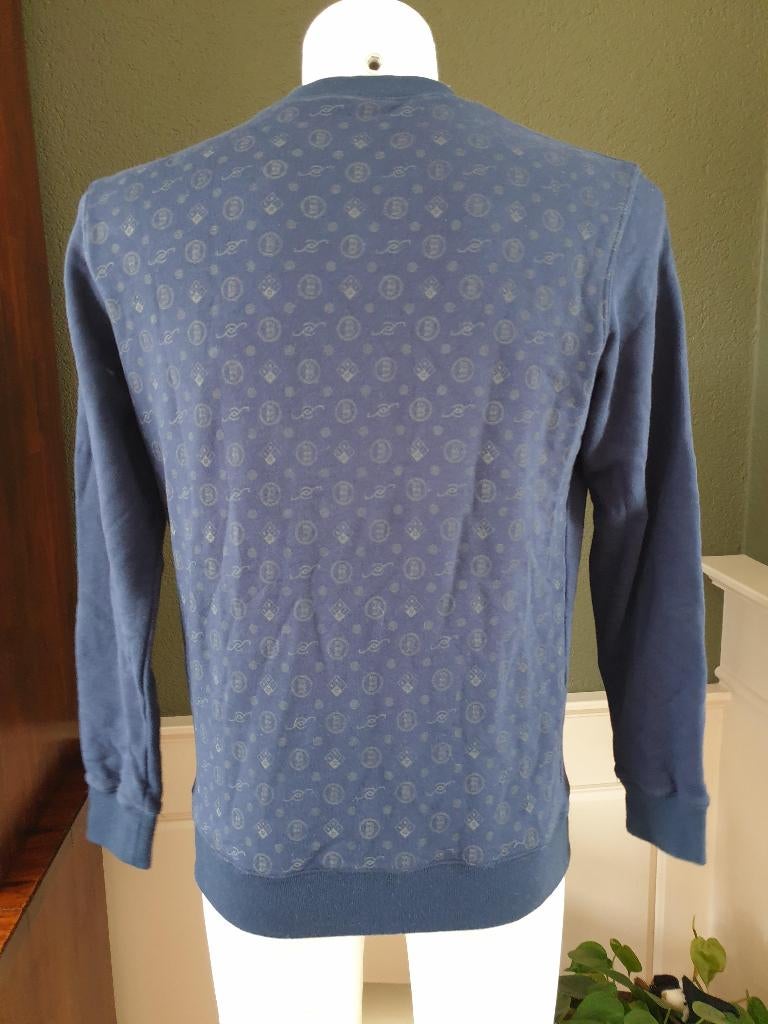 Banlieue zeer nette blauwe trui met print op rug mt S 46, Zo goed als nieuw, Maat 46 (S) of kleiner, Banlieue, Verzenden