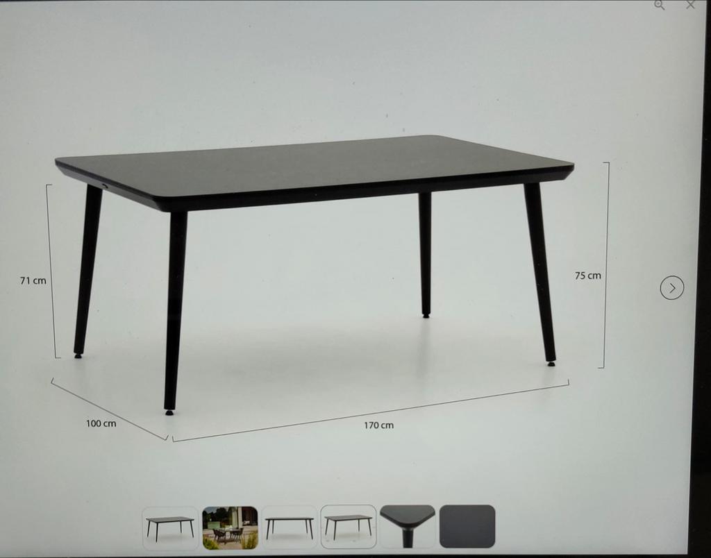Hartman Sophie Studio tuintafel HPL antraciet, Ophalen, Gebruikt, Rechthoekig, Overige materialen