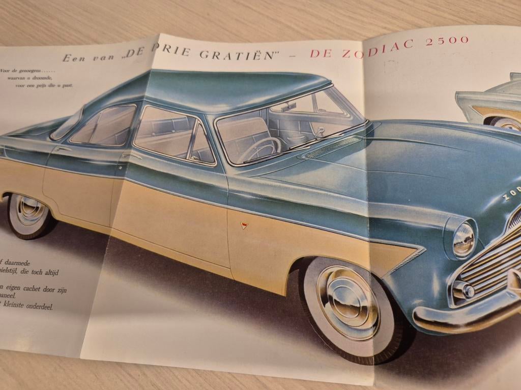 1956 Nederlands Ford Zodiac folder getekende afbeeldingen, Ophalen of Verzenden, Zo goed als nieuw, Ford