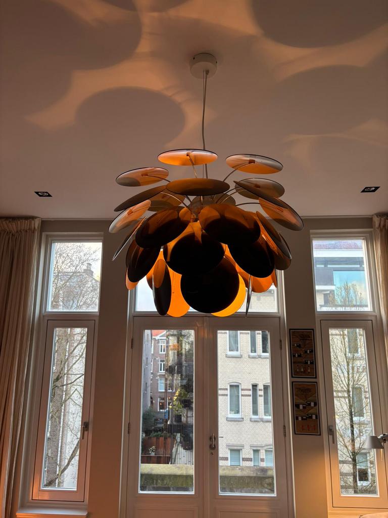 Marset Discocó hanglamp | Christophe Mathieu | goud/zwart, Huis en Inrichting, Lampen | Hanglampen, Ophalen, Zo goed als nieuw