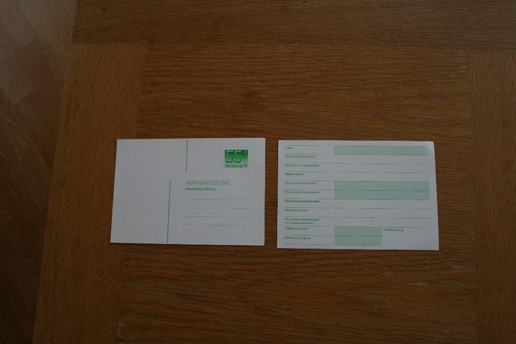 2 Kaarten adreswijziging jaren '80, Ophalen of Verzenden, Nieuw