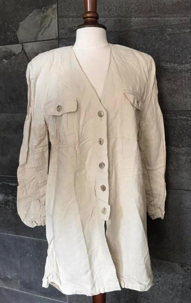 HS Fashion Düsseldorf linen/katoenen jasje Safari kwaliteit, Ophalen of Verzenden, Zo goed als nieuw, Maat 38/40 (M), Beige