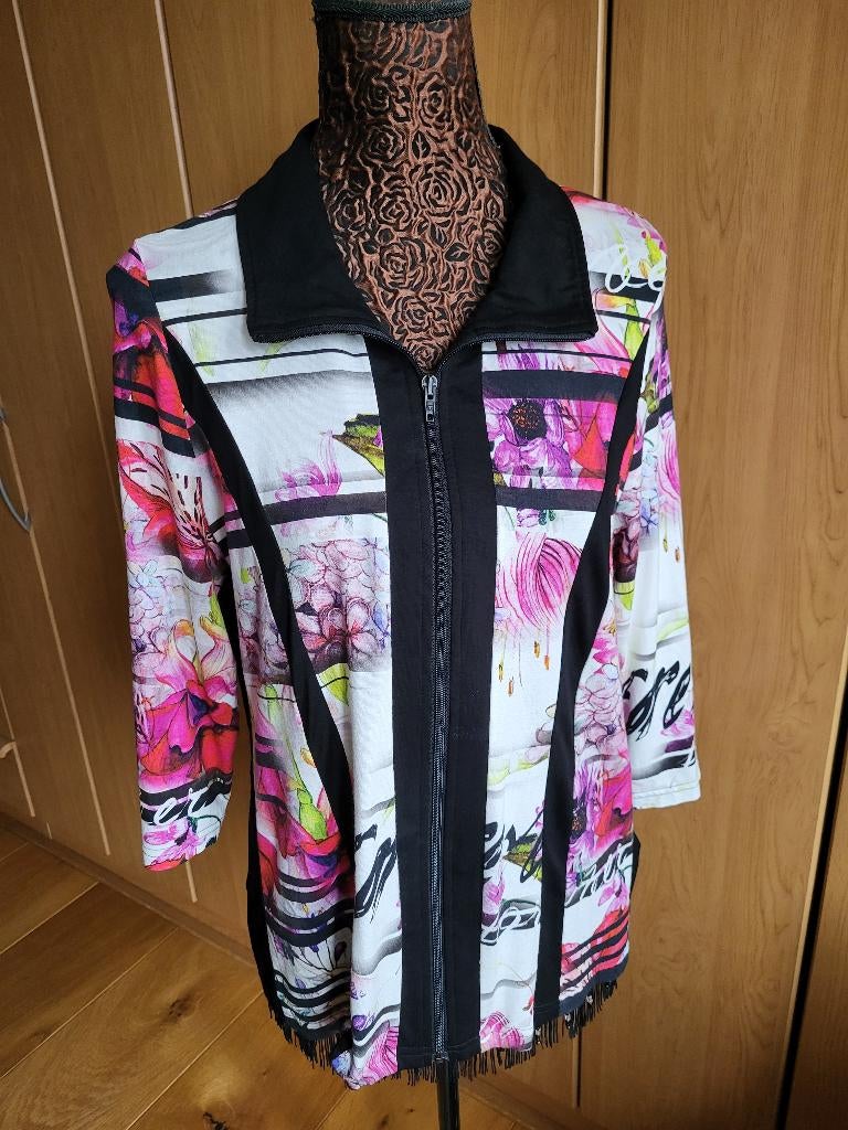 Kleurige Blazer/Blouse van soepele rekbare stof - Mona Mode, Overige kleuren, Maat 42/44 (L), Ophalen of Verzenden, Zo goed als nieuw