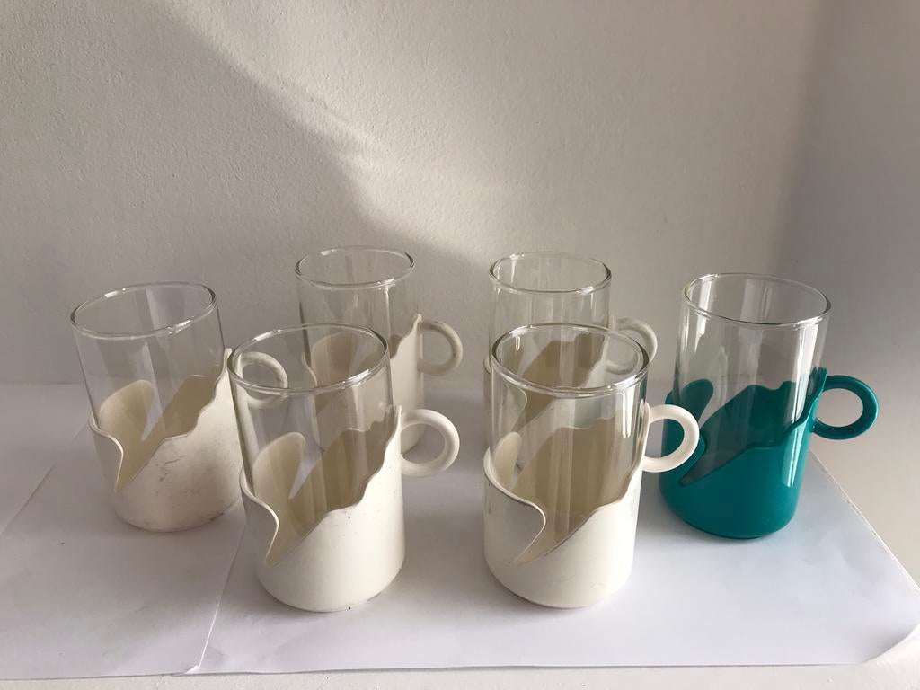 Koffieglazen met houder vintage, Verzamelen, Retro, Ophalen of Verzenden, Huis en Inrichting