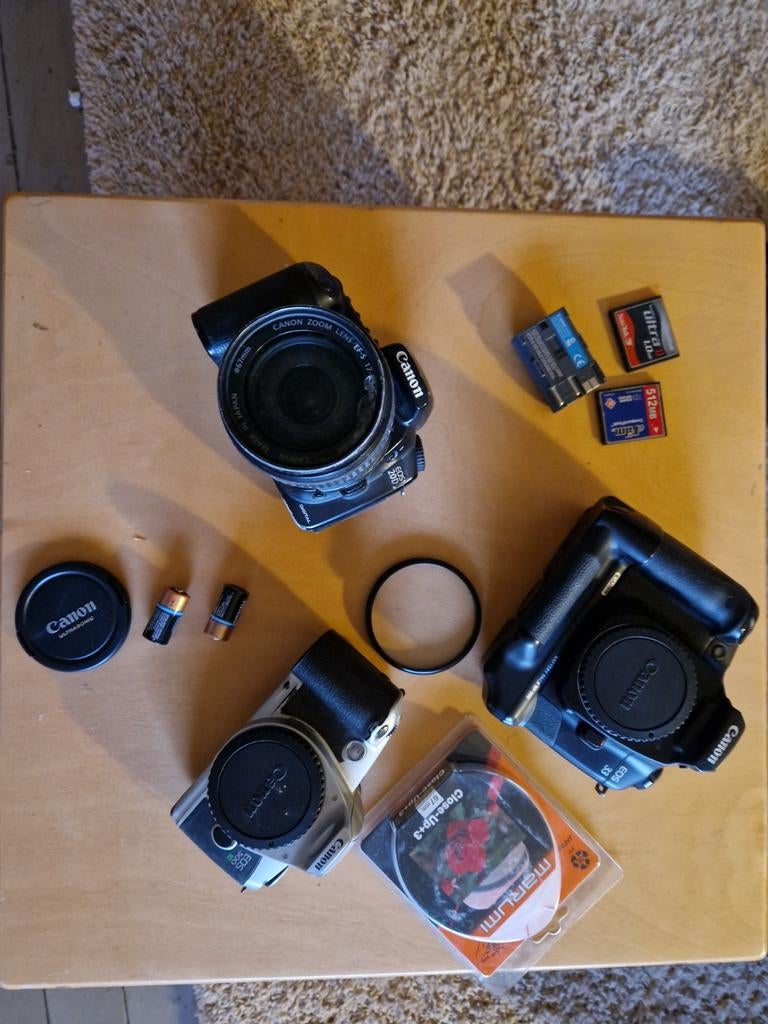 Canon EOS 500, EOS 33, EOS 20D met lenzen en  accessoires, Audio, Tv en Foto, Fotocamera's Digitaal, Ophalen of Verzenden, Canon