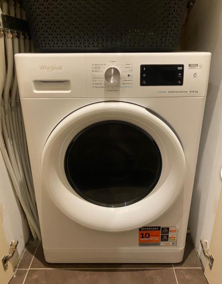 Whirlpool washer dryer combo, Ophalen, Zo goed als nieuw, Condens, 85 tot 90 cm