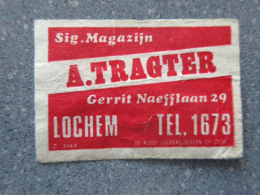 Lochem, Sig.mag. A. Tragter, Verzenden, Gebruikt, Luciferdoosjes of -merken
