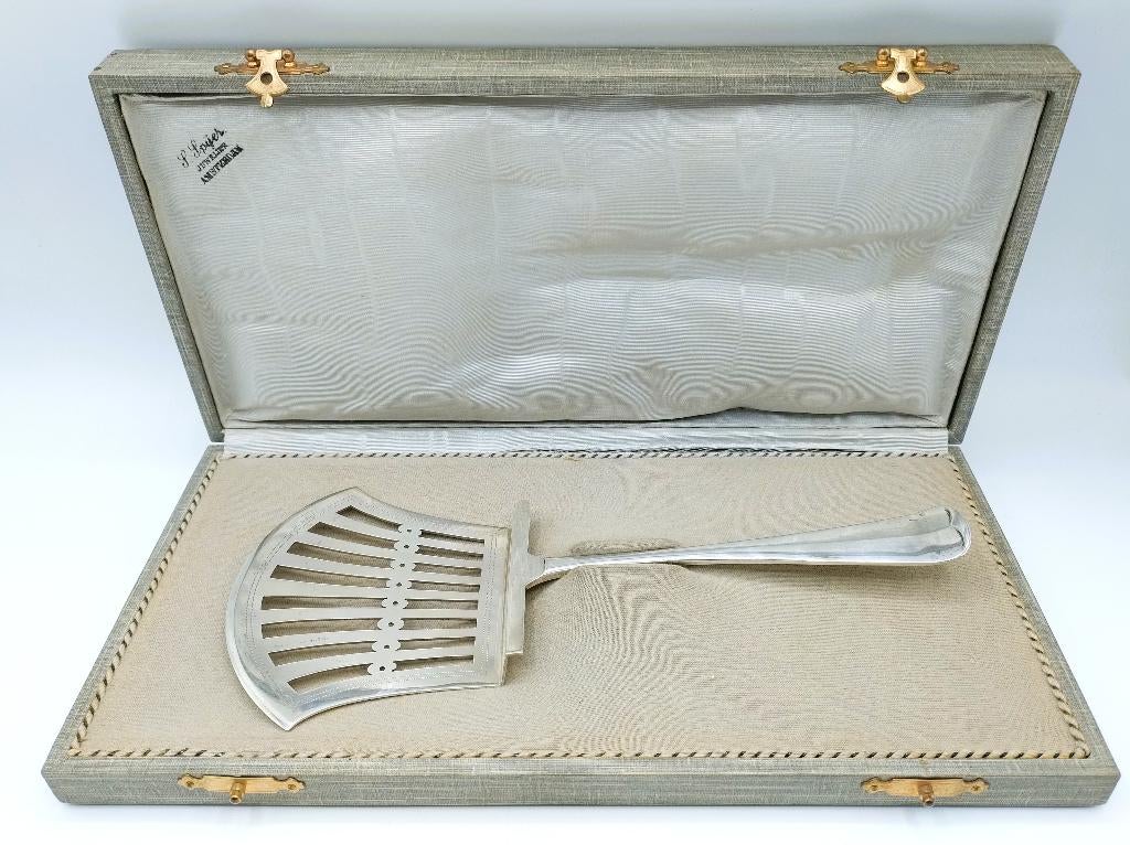 Zilveren art deco aspergeschep, J.M. van Kempen, 1910, Antiek en Kunst, Verzenden