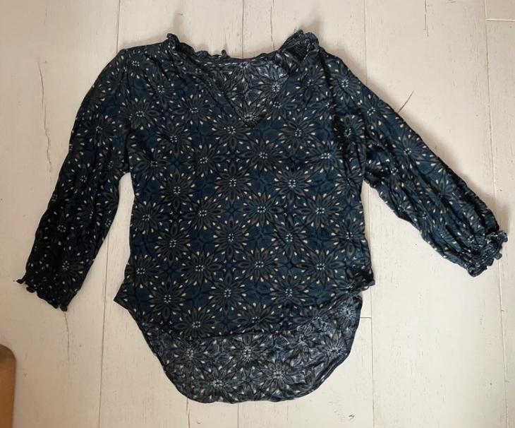 Voorjaar truitje bloesje boho bohemien viscose S/M, Kleding | Dames, Ophalen of Verzenden, Zo goed als nieuw, Blauw