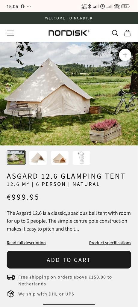 ASGARD 12.6 m2 glamping tent NIEUW, Caravans en Kamperen, Ophalen of Verzenden, Nieuw