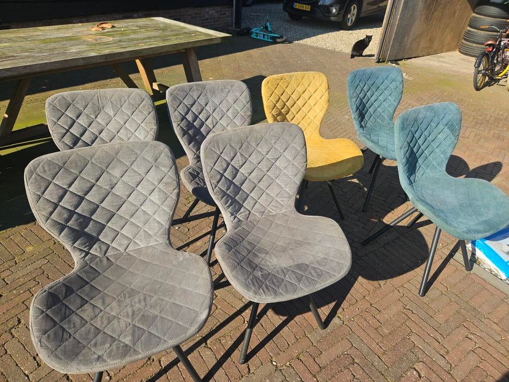 7 Kuipstoelen - Diverse kleuren, Ophalen, Gebruikt, Overige kleuren, Stof