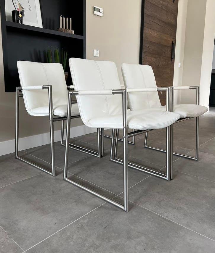 Vier wit leder Henders & Hazel “the Frame” design stoelen, Ophalen, Wit, Niet opgegeven, Zo goed als nieuw