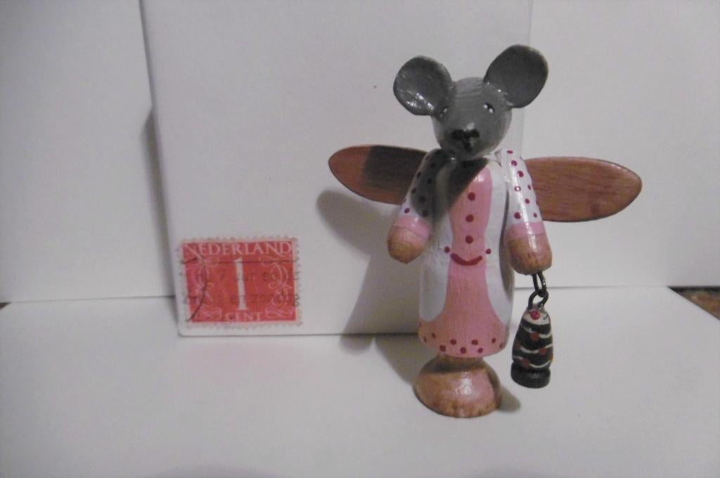 oud houten speelgoed kerst muis engel poppenhuis winkeltje, Verzenden
