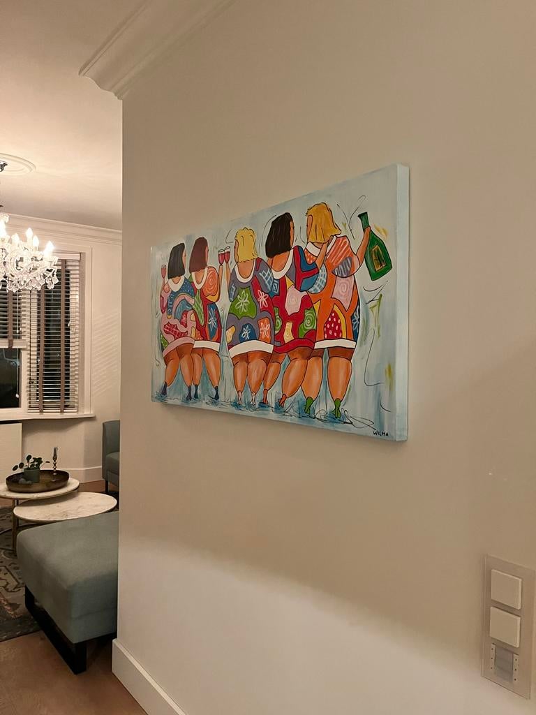 Handgemaakt Schilderij 'Dikke Dames’, Ophalen