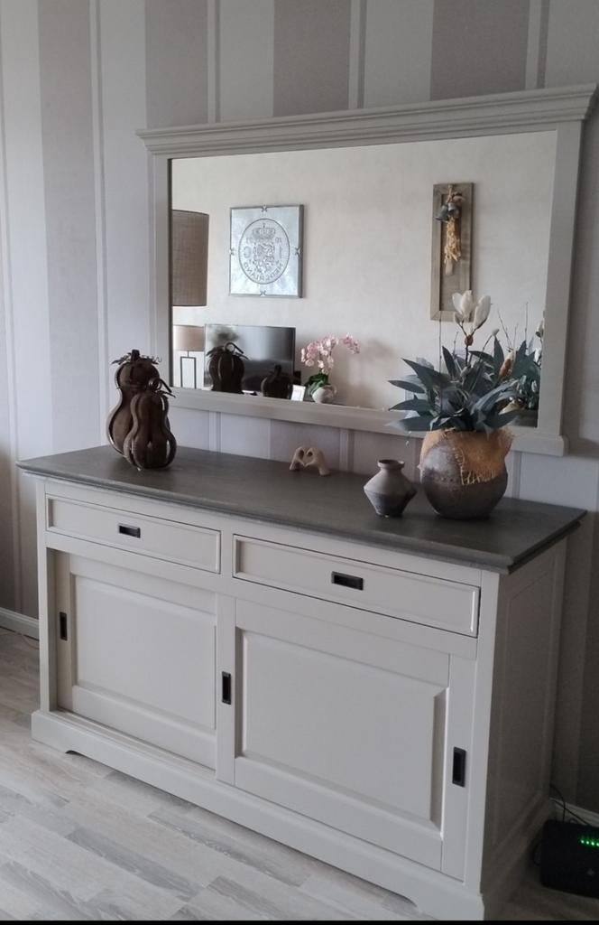 Te koop mooi landelijk dressoir met spiegel, Ophalen, Zo goed als nieuw, 25 tot 50 cm, 150 tot 200 cm