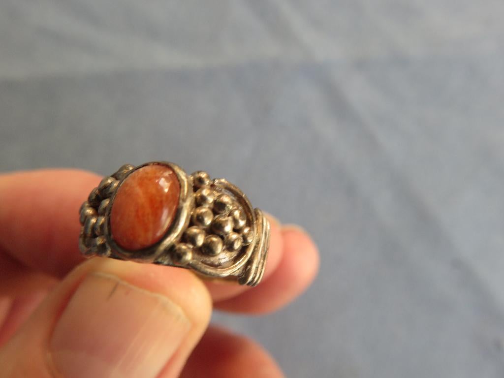 Ring in 925 karaat zilver met steen - 20e eeuw, Ophalen of Verzenden, Zo goed als nieuw, 17 tot 18, Dame