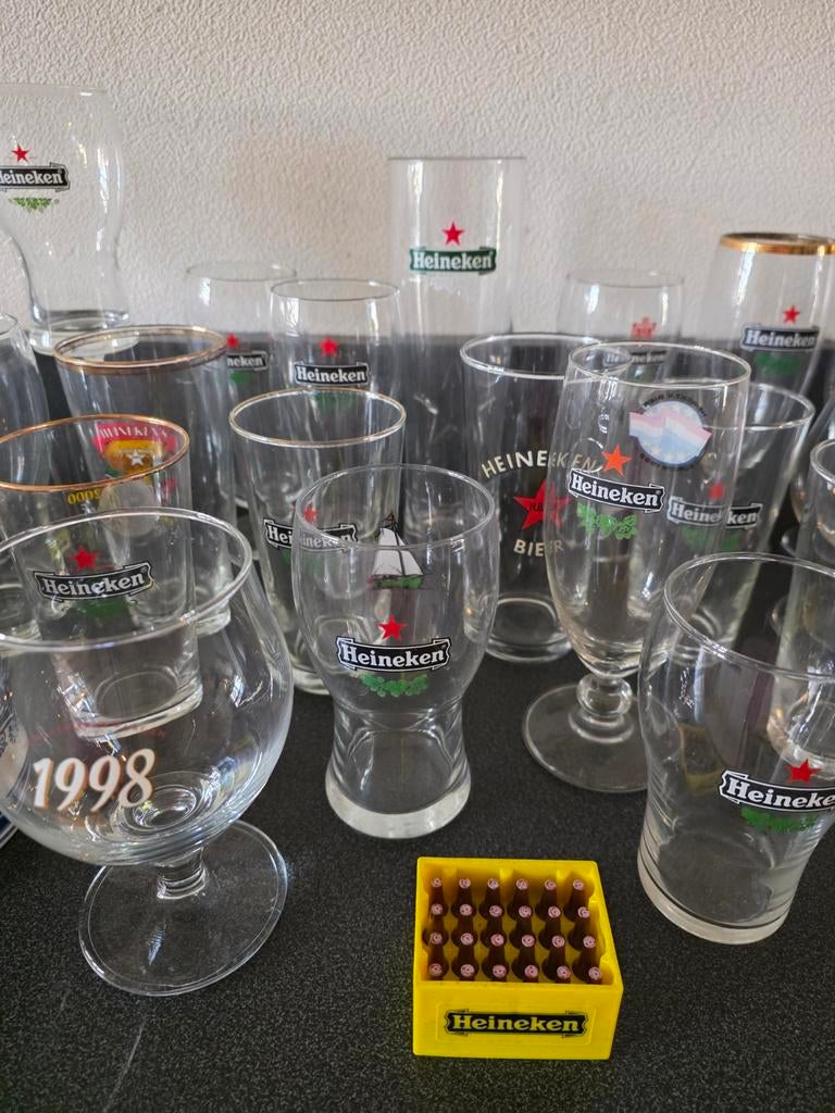 Diverse Heineken Bierglazen Collectie, Ophalen of Verzenden, Gebruikt, Bierglas