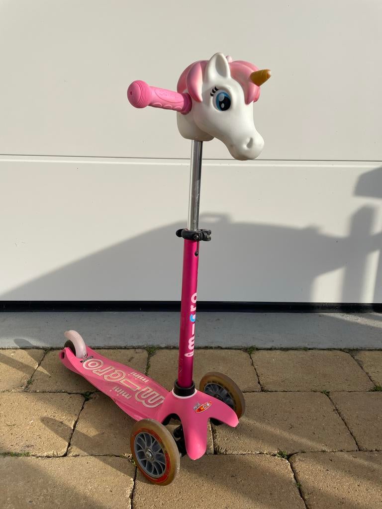 Roze Micro mini step met eenhoorn hoofd, Ophalen, Gebruikt, Gewone step