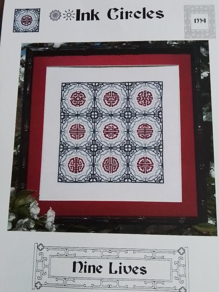 Borduurpatroon ink circles, nine lives, Ophalen of Verzenden, Zo goed als nieuw, Handborduren, Patroon