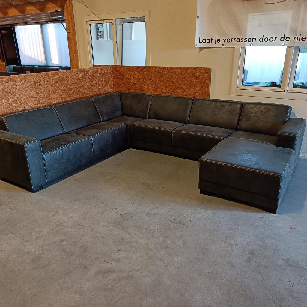 hoekbank Model Nola U-vorm pilotenleer -print antraciet, Huis en Inrichting, Banken | Bankstellen, Ophalen, Tijdloos , tendy ,hip ,modern , klassiek ,retro