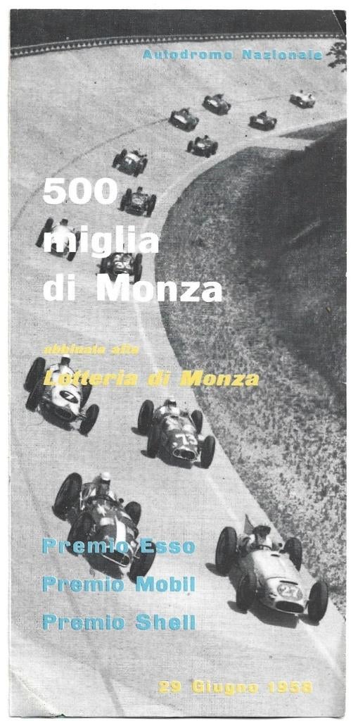 Monza wedstrijd 1958 folder auto race, Ophalen of Verzenden, Zo goed als nieuw, Auto's
