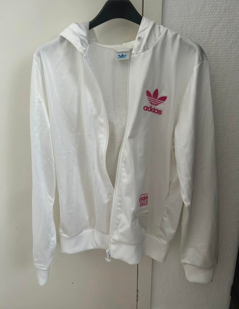 witte dunne adidas chile62 zomer vestje met roze diamantjes, Ophalen of Verzenden, Zo goed als nieuw, Maat 36 (S), Wit