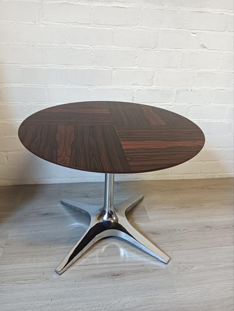 Salontafel met houten blad en metalen onderstel, Huis en Inrichting, Tafels | Bijzettafels, Ophalen, Minder dan 45 cm, Gebruikt