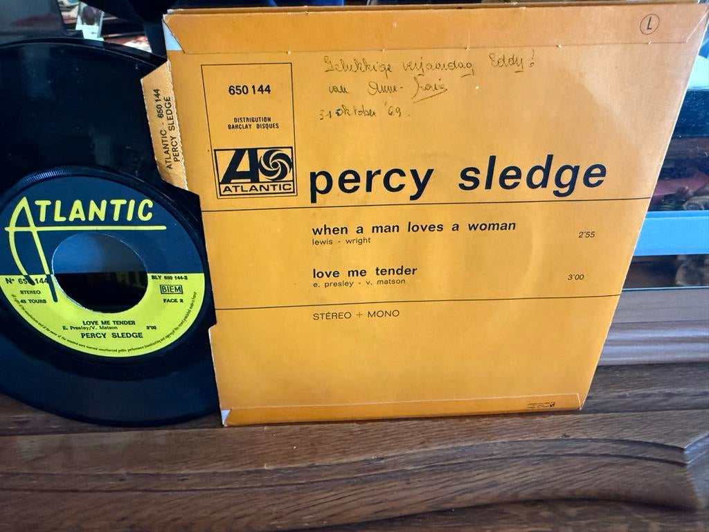 Percy Sledge - When a Man Loves a Woman / Love Me Tender, 7 inch, Single, Ophalen of Verzenden, Zo goed als nieuw