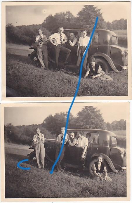oldtimer en familie auto groepsfoto foto jaren 30, Foto, Ophalen of Verzenden, Zo goed als nieuw, Voor 1940