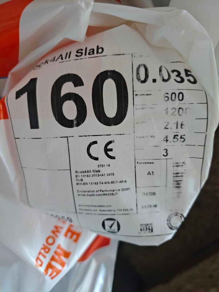 Steenwol isolatie restant - Rockwool 160mm dik, Ophalen, 12 cm of meer, Nieuw, Steenwol